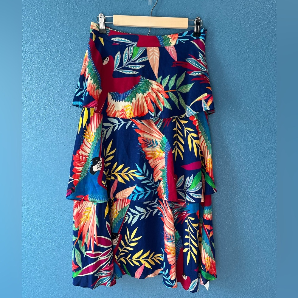 Farm Rio Fatima Tiered Midi Skirt Size Small - Picture 3 of 13